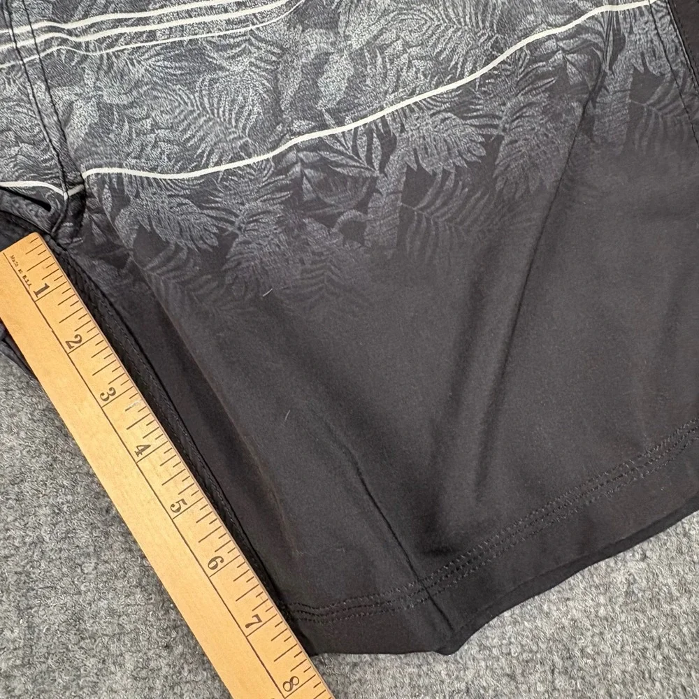 Projek Raw Swim Trunks Mens XL‎ Black Gray Ombre Floral Stripe Board Shorts